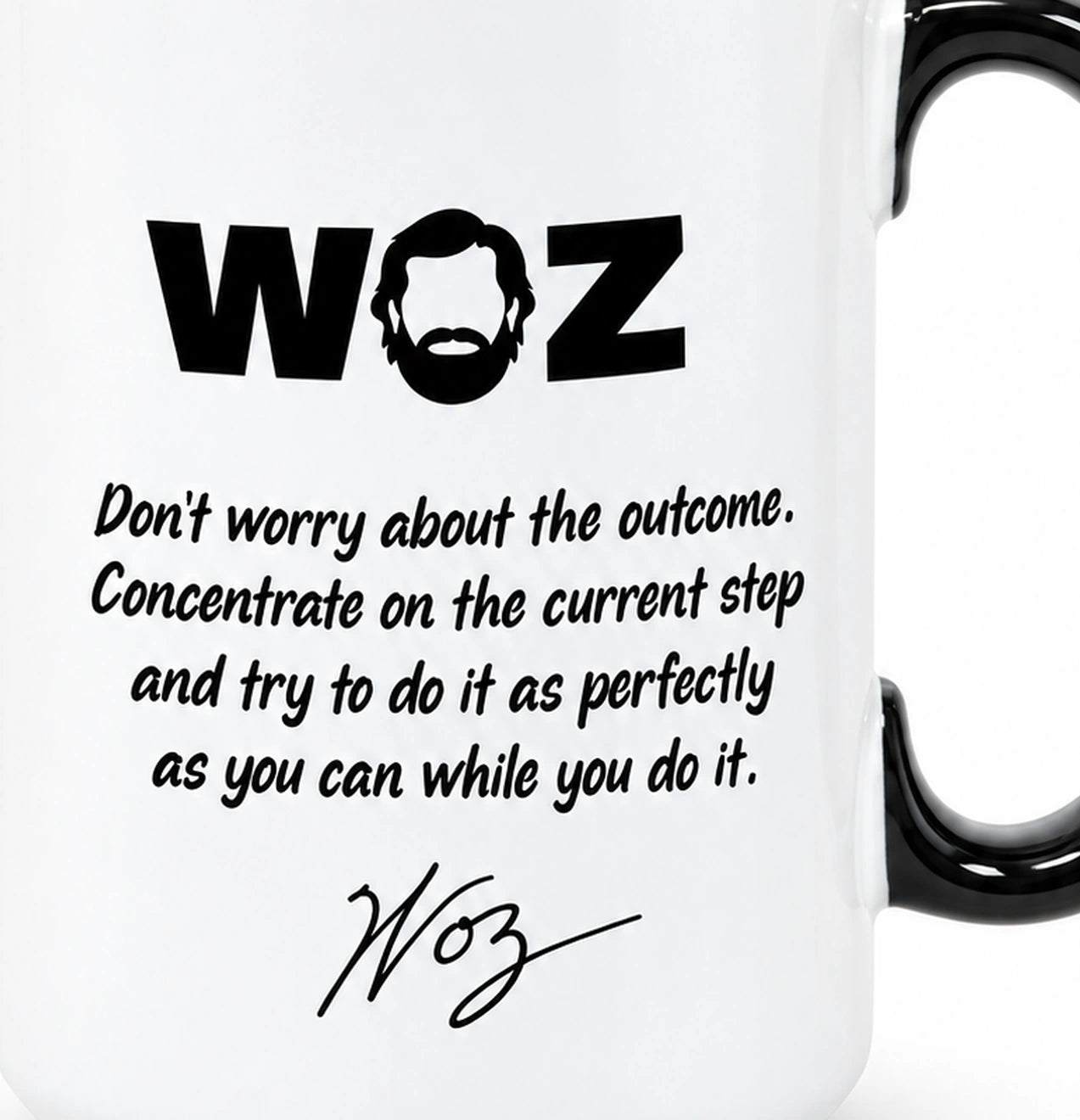 WOZ Motivational Mug - quote artwork, cropped from the existing catalog image.