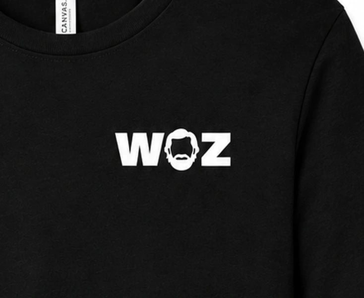 WOZ Premium Long Sleeve Tee - chest artwork, cropped from the existing catalog image.
