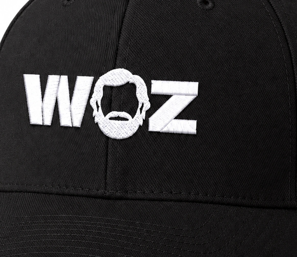 WOZ Flexfit Baseball Cap - front artwork, cropped from the existing catalog image.