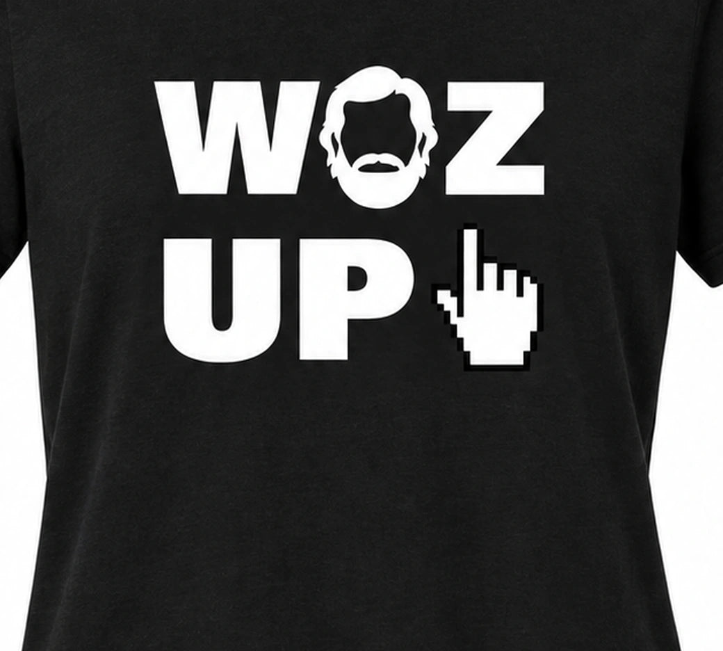 Woz Women's Relaxed Jersey Short Sleeve Tee - WOZ Up artwork, cropped from the existing catalog image.