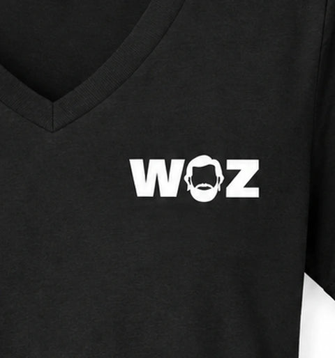 Woz Women's Relaxed Jersey Short Sleeve V-Neck Tee - chest artwork, cropped from the existing catalog image.