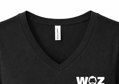 Woz Women's Relaxed Jersey Short Sleeve V-Neck Tee - V neckline, cropped from the existing catalog image.