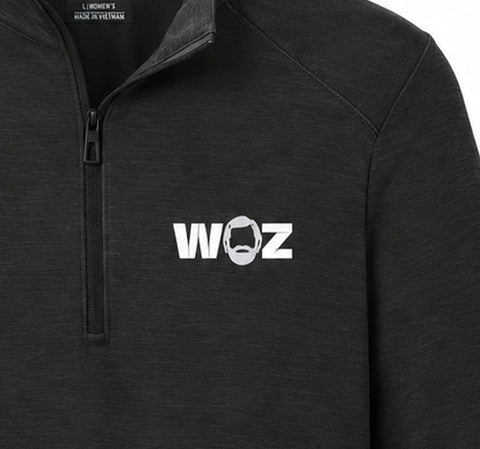 Woz Women's Motion 1/4 Zip - chest artwork and quarter zip, cropped from the existing catalog image.