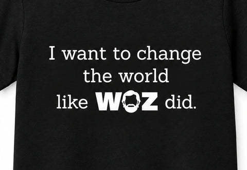 "I Want to Change the World" WOZ Youth Tee - front artwork, cropped from the existing catalog image.