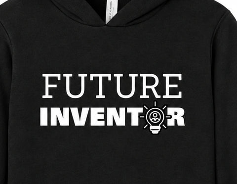 "Future Inventor" WOZ Youth Hoodie - front artwork, cropped from the existing catalog image.
