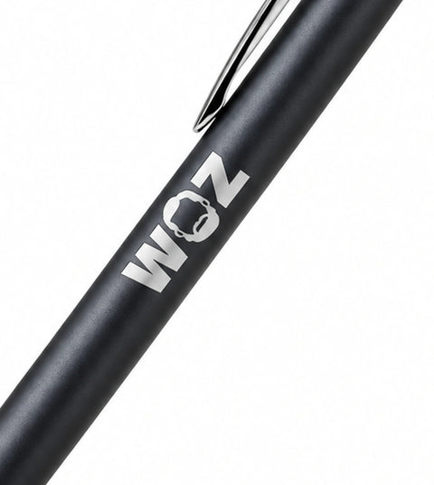 WOZ Fidget Pen - barrel artwork and clip, cropped from the existing catalog image.