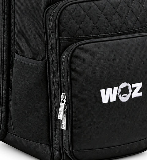WOZ × OGIO Epic Pack - front pockets and artwork, cropped from the existing catalog image.