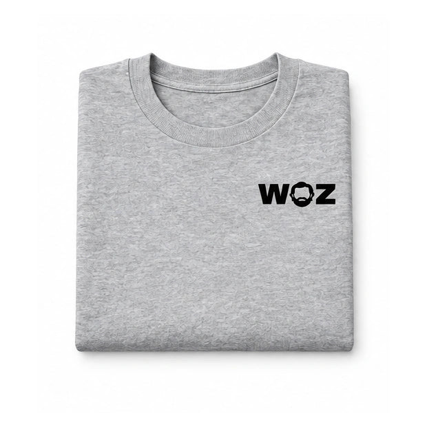 WOZ Nerd Uniform Box: gray tee folded front product render on white.