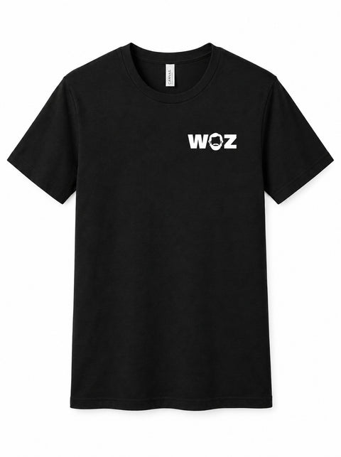 Additional free WOZ Premium Tee, Black shown. Choose White, Gray or Black and a separate size.
