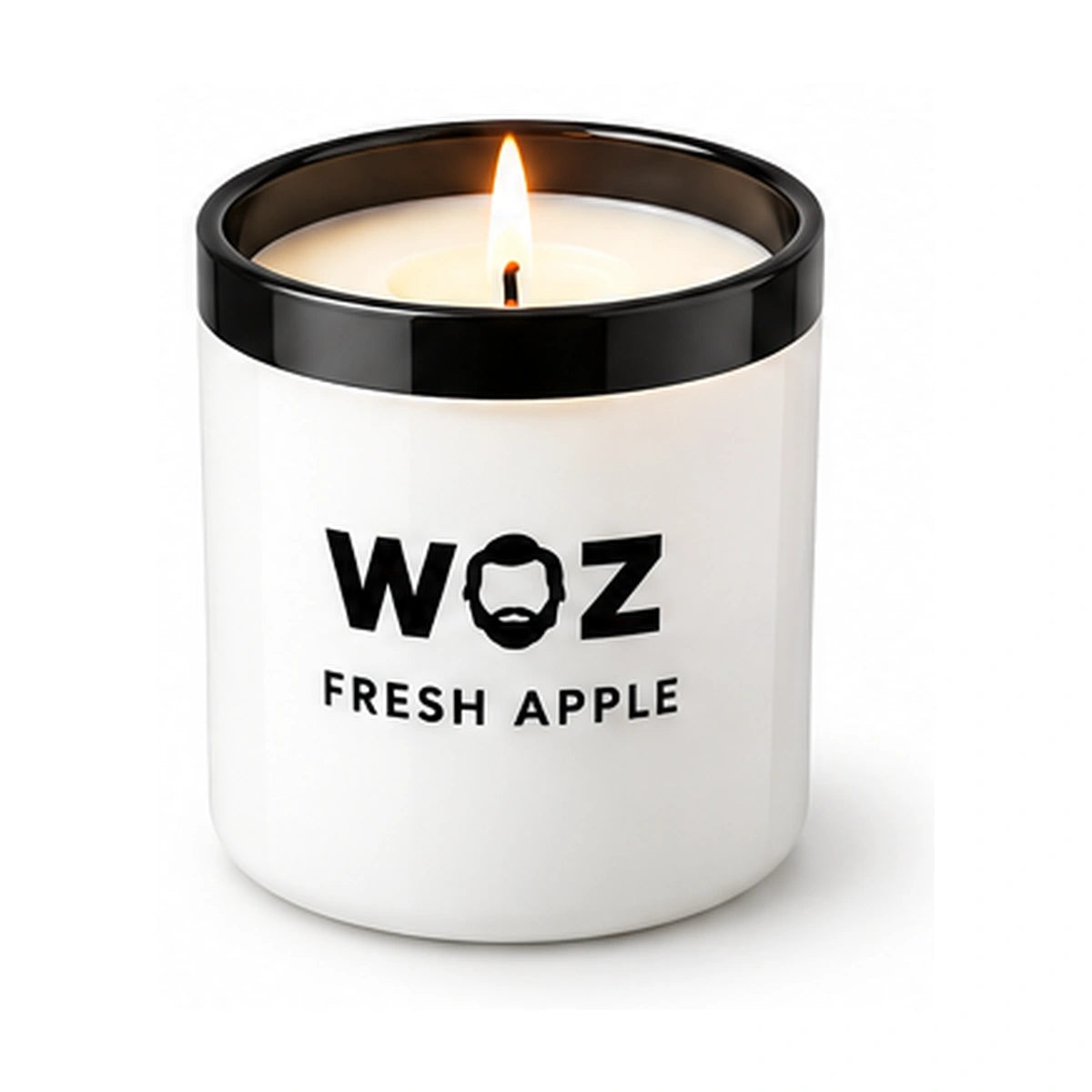 WOZ Fresh Apple candle on white. Product render.